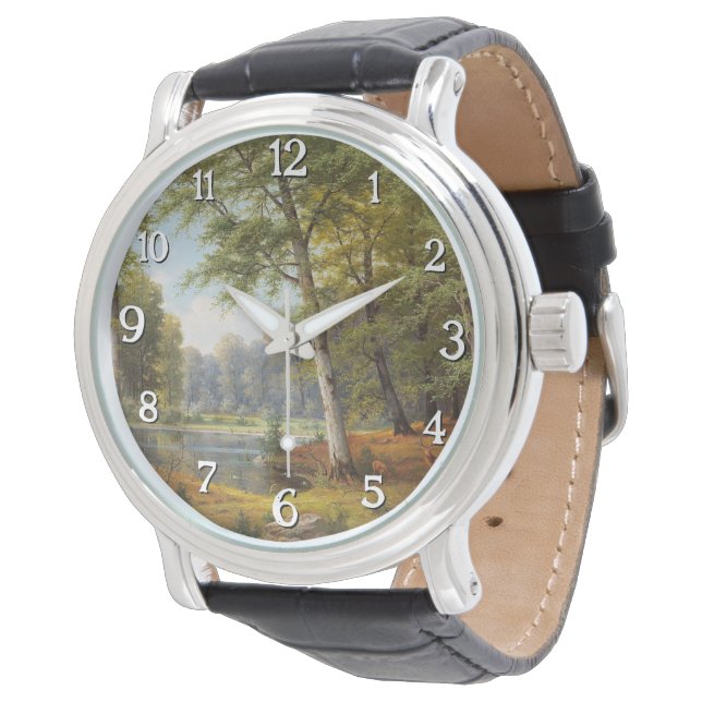 Relógio Red Deer by the Forest Pond (Angular)