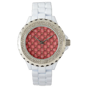 Relógio Red Dourado Diamantes Tufted Watch