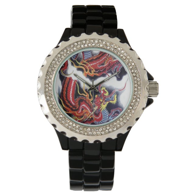 Relógio Red Dragon Japonês Tattoo Design Watch (Frente)