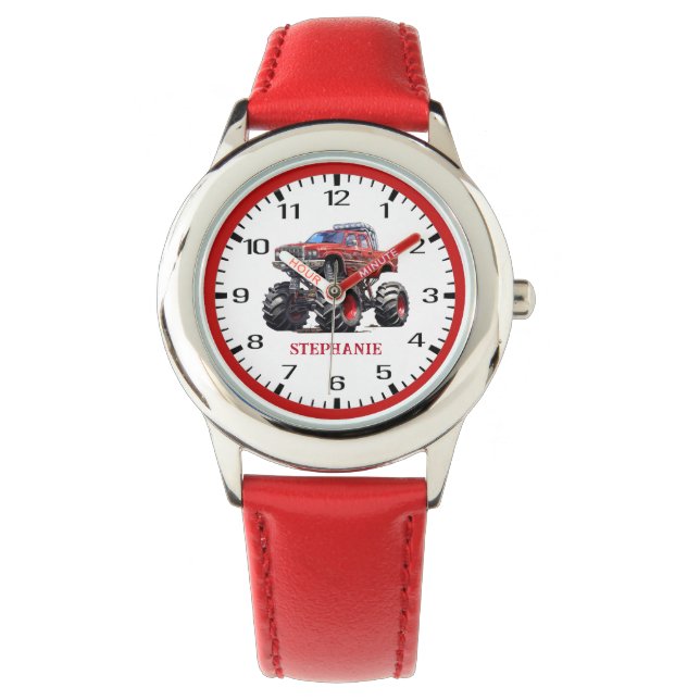 Relógio Red Monster Truck Children's e Watch (Frente)