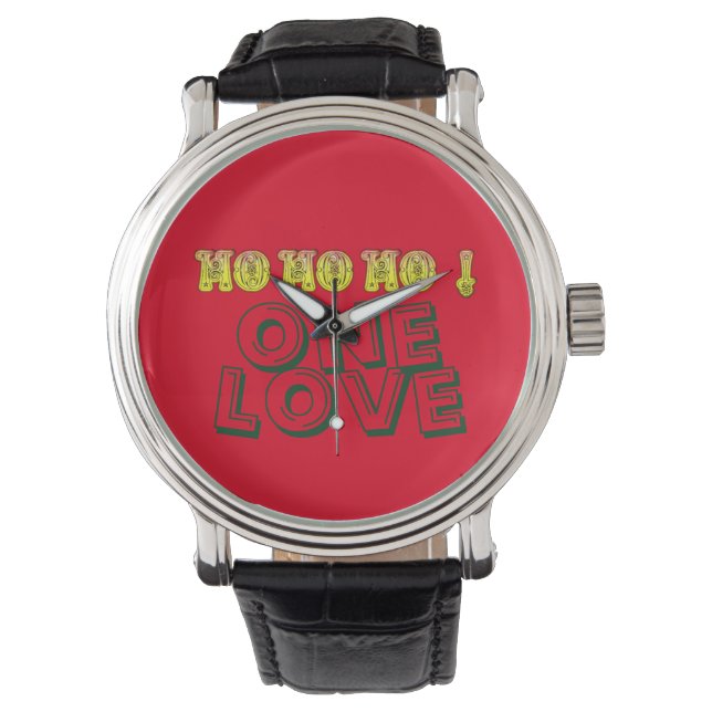 Relógio Red Ouro Green One Love Merry Christmas Text (Frente)
