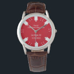 Relógio Red Poker Chip Casino Foi O Melhor Presente Do Hom<br><div class="desc">O casino de Las Vegas jogando o melhor homem do casamento / relógio de presente de padrinho de casamento feito em um cara vermelho e branco de pôquer com cara de disco. Personalize todos os campos de texto para atender às suas necessidades de casamento. Os produtos correspondentes estão disponíveis.</div>