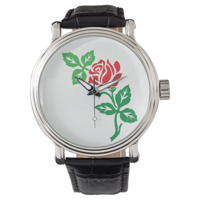 Relógio Red Rose Flower Design – Classic Floral Beauty (Frente)