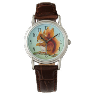 Relógio Red Squirrel Watercolor Painting Watch