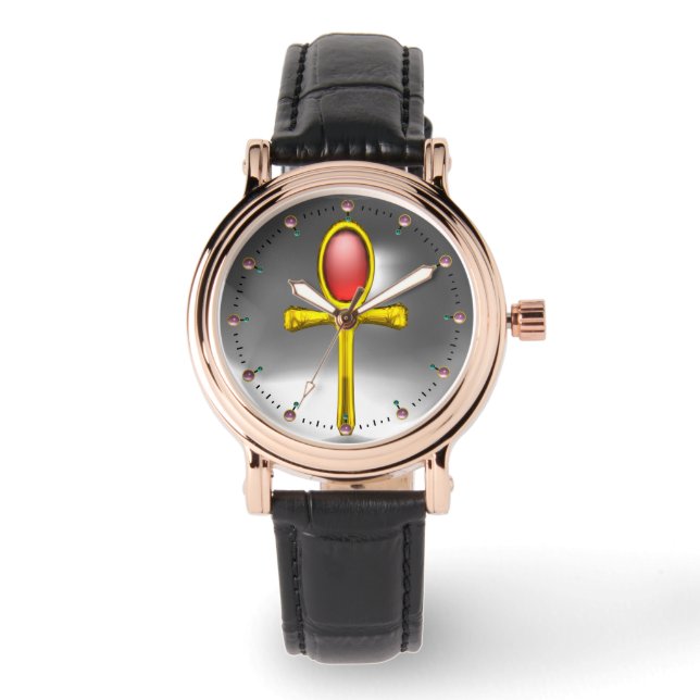 Relógio RED TALISMAN , Ruby Gemstones , Cinza White (Frente)