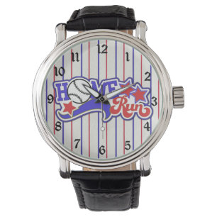 Relógio Red White e Blue Home Run Baseball Striball Watch