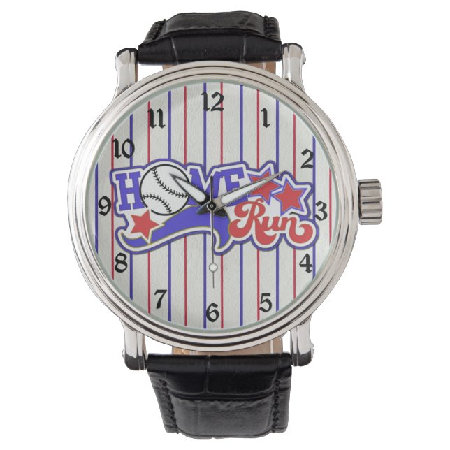 Relógio Red White e Blue Home Run Baseball Striball Watch (Frente)