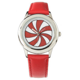 Relógio Red White Pepperminton Candy Christmas Xmas Watch