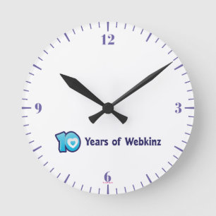 Relógio Redondo 10 anos de logotipo de Webkinz