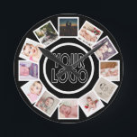 Relógio Redondo 12 Colagem de Fotos Preto Personalizado<br><div class="desc">Colagem de fotos 12 Modelo personalizado relógio de parede preto e branco. simplesmente adicione suas próprias fotografias e logotipo ou fundo a este relógio da parede do excelente. fácil de personalizar.. relógio personalizável de modelo de foto de Ricaso - ideias de presentes perfeitas</div>