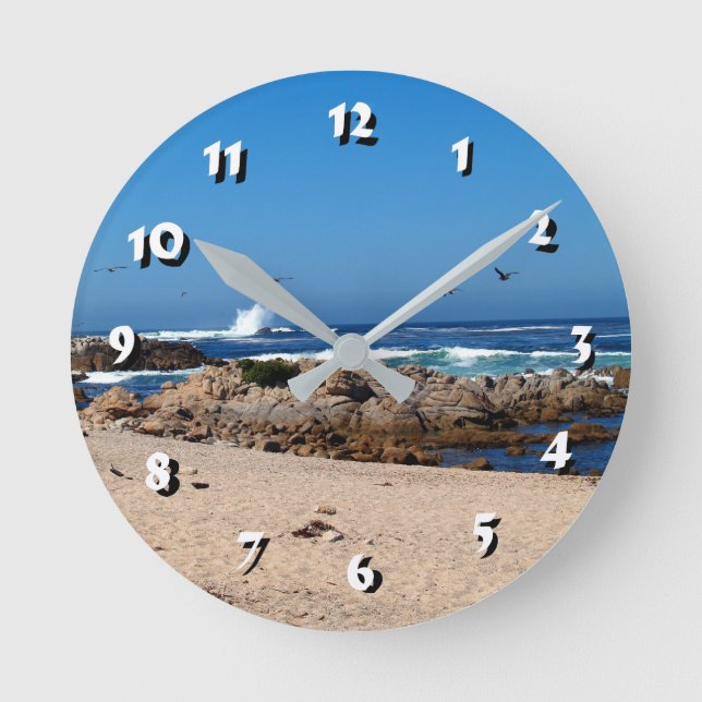 Relógio Redondo 12 Opções de Número para Escolher -Ondas Oceânicas (Frente)