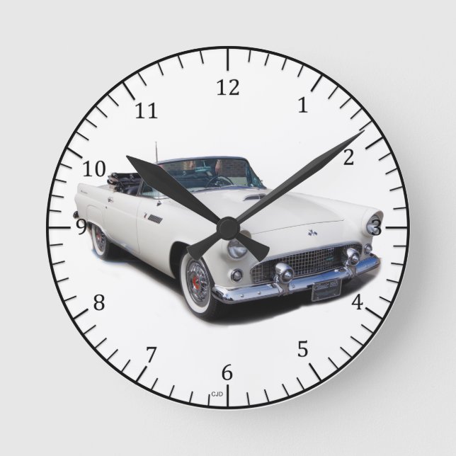 Relógio Redondo 1955 white convertible clock (Frente)