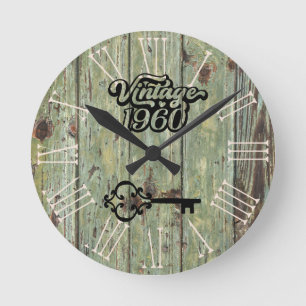 Relógio Redondo 1960 Madeira antiga em folha