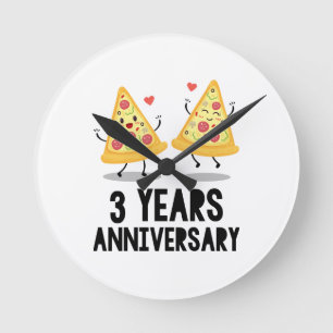 Relógio Redondo 3rd Anniversary 3 Years