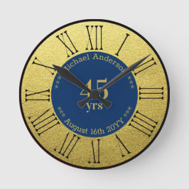 Relógio Redondo 45 anos Personalizado de Aposentadoria ou Aniversá