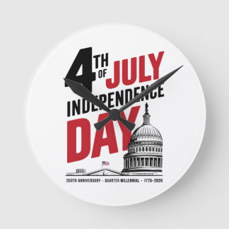 Relógio Redondo 4th of July 250th Anniversary Independence Day