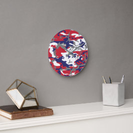 Relógio Redondo 4th of July, Independence day, Camouflage Gray