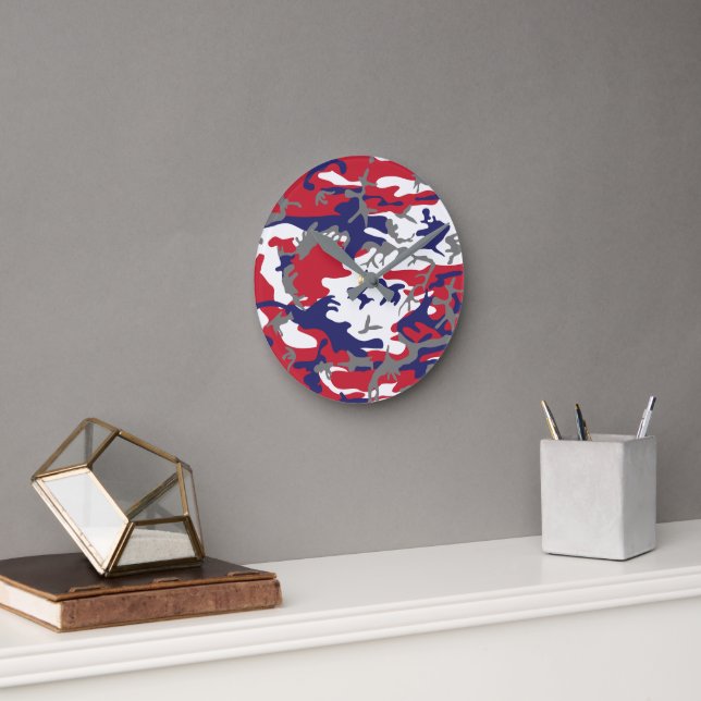 Relógio Redondo 4th of July, Independence day, Camouflage Gray (Escritório)