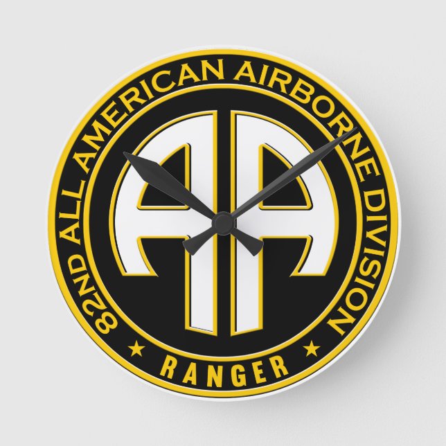 Relógio Redondo 82º Patch Casual de Todos os Aviões Americanos (Frente)