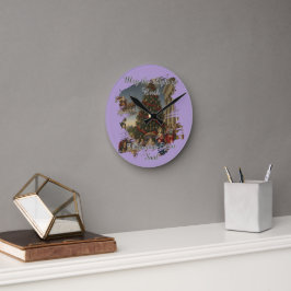 Relógio Redondo 8" Acrylic Nativity Santa Christmas Clock