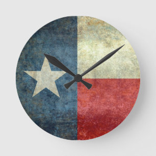 Relógio Redondo "A bandeira solitária da estrela" de Texas