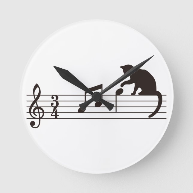 Relógio Redondo A Cat Toying with Notes (Frente)
