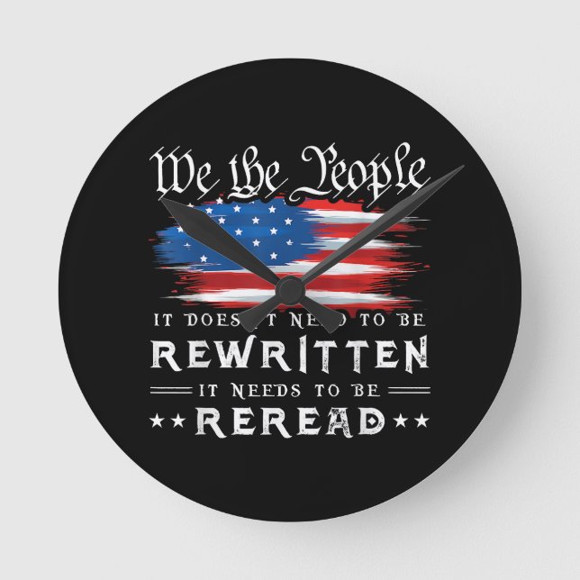 Relógio Redondo A Constituição dos EUA sobre a bandeira dos EUA pr (Frente)