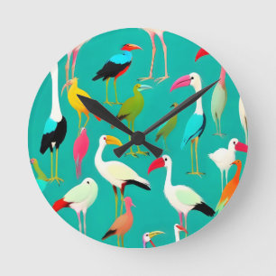 Relógio Redondo A dança das cores das aves