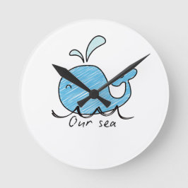 Relógio Redondo A FRIENDLY WHALE IN HIS SEA  Round Clock