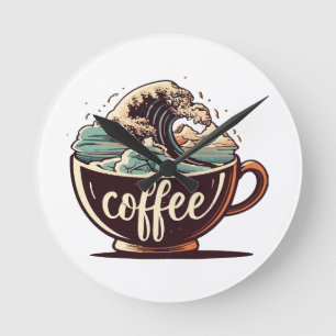 Relógio Redondo A Grande Onda De Café