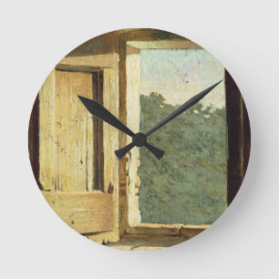 Relógio Redondo A janela (óleo em canvas)