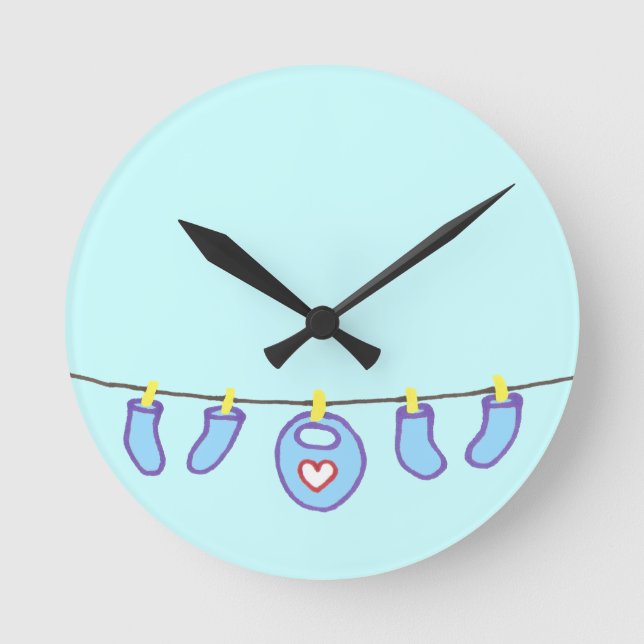 Relógio Redondo A lavanderia é um menino! Personalizado (Frente)