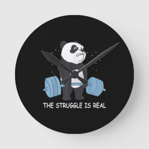 Relógio Redondo A Luta De Panda É Um Giro Engraçado.
