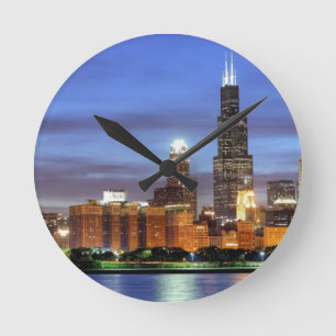 Relógio Redondo A skyline de Chicago do planetário de Adler