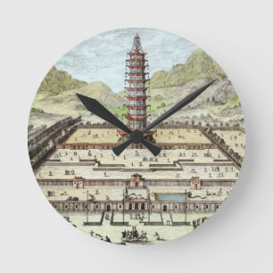 Relógio Redondo A torre da porcelana de Nanking, chapeia 12 'de