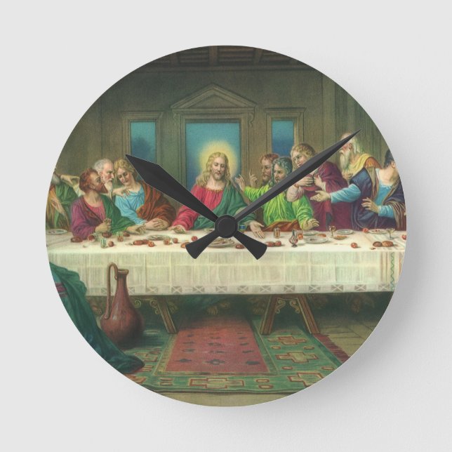 Relógio Redondo A Última Ceia Originalmente por Leonardo da Vinci (Frente)