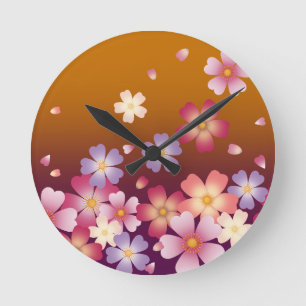 Relógio Redondo Abandonando Sakura Blossoms Kimono Style Dourado