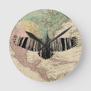 Relógio Redondo Abstract Eagle Tree Silhouettes America USA Map