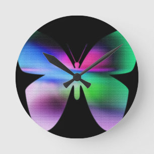 Relógio Redondo Abstrato Butterfly Colorida