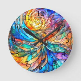 Relógio Redondo Abstrato de cores múltiplas coloridas com torção 7