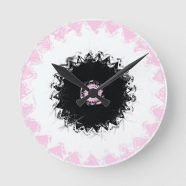 Relógio Redondo Abstrato de giz preto, branco e rosa
