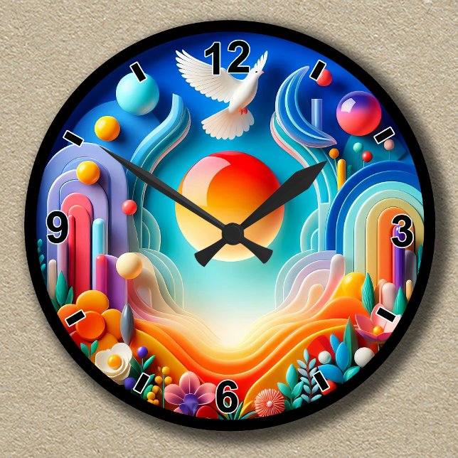 Relógio Redondo Abstrato de Portas do Sol Pacíficas (Criador carregado)