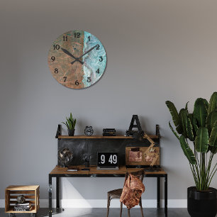 Relógio Redondo Abstrato do papel de parede do vintage de Tan de