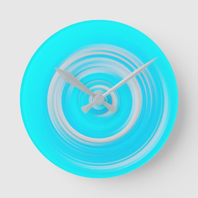 Relógio Redondo Abstrato espiral azul, cor-de-rosa, (Frente)