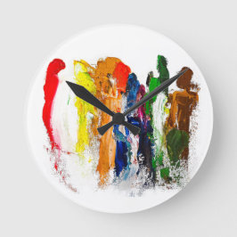 Relógio Redondo Abstrato Expressão de figuras humanas em movimento