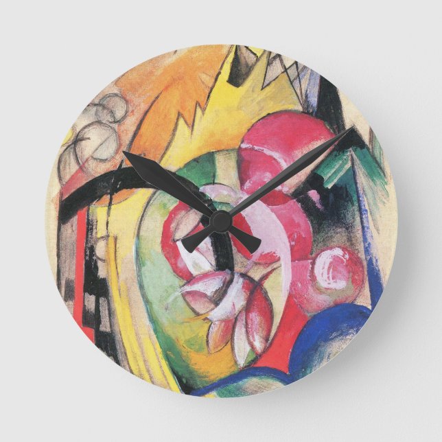 Relógio Redondo Abstrato Forms (também conhecido por Colour Flower (Frente)
