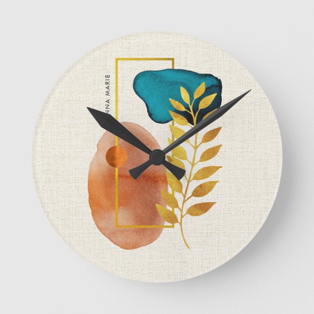 Relógio Redondo Abstrato Geométrico Médio-Século Moderno Minimalis (Frente)