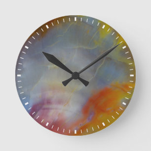 Relógio Redondo Abstrato Petrified Wood close-up