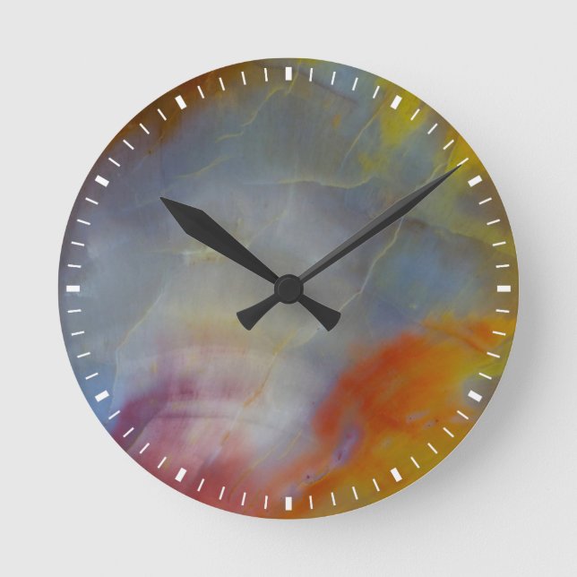 Relógio Redondo Abstrato Petrified Wood close-up (Frente)