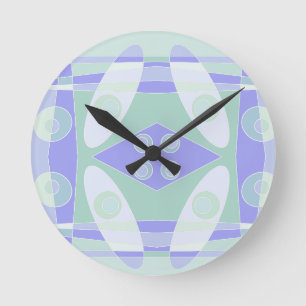 Relógio Redondo Abstrato Surfing Pastel Purple Green